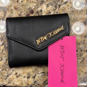 COPY - NWT Betsey Johnson XOLANA Black trifold wallet with gold signature $58